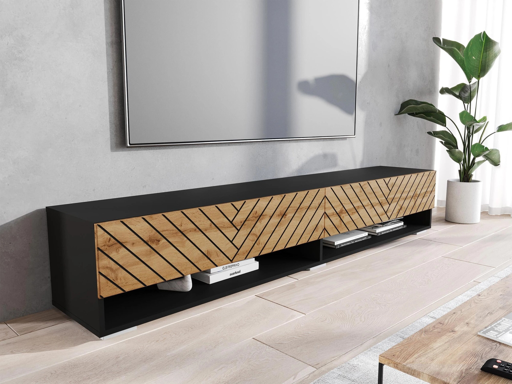 TV-meubel Sarasota 119 (Grafiet + Wotan eik)