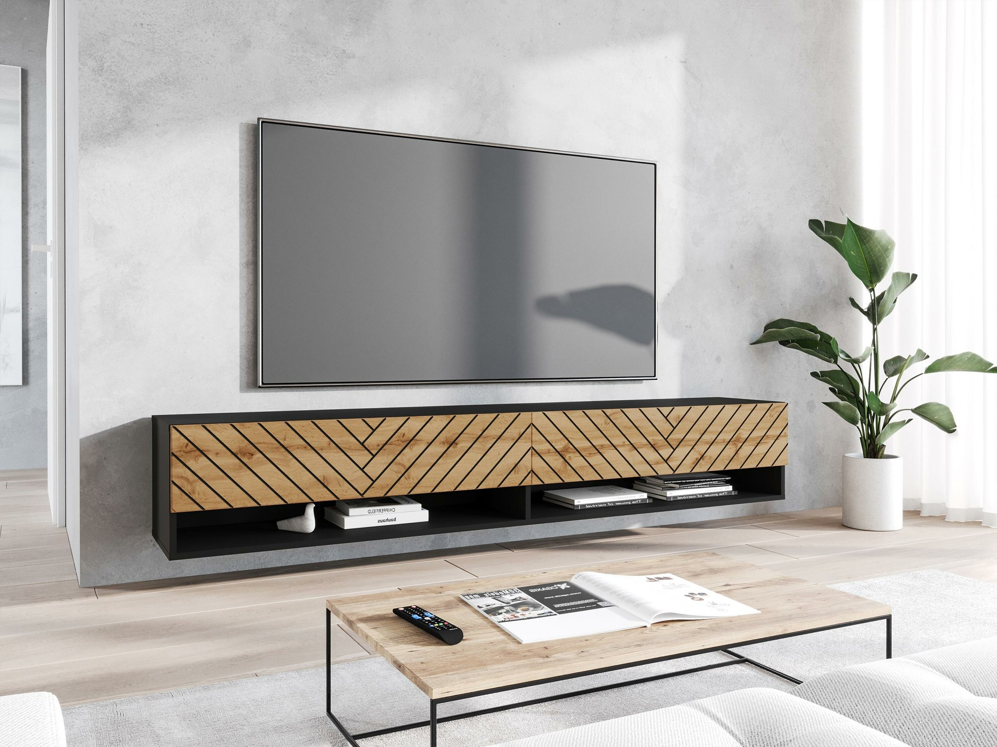 TV-meubel Sarasota 119 (Grafiet + Wotan eik)