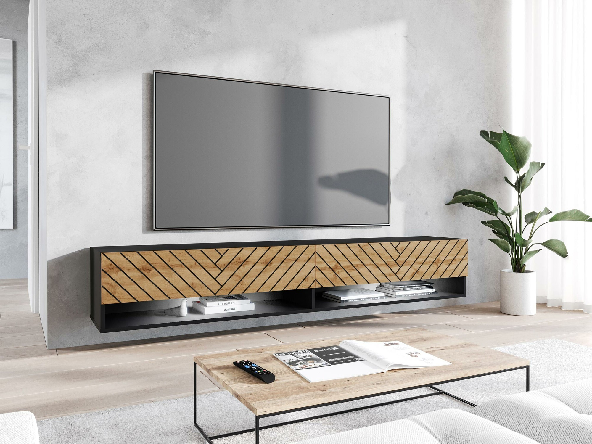TV-meubel Sarasota 119 (Grafiet + Wotan eik)