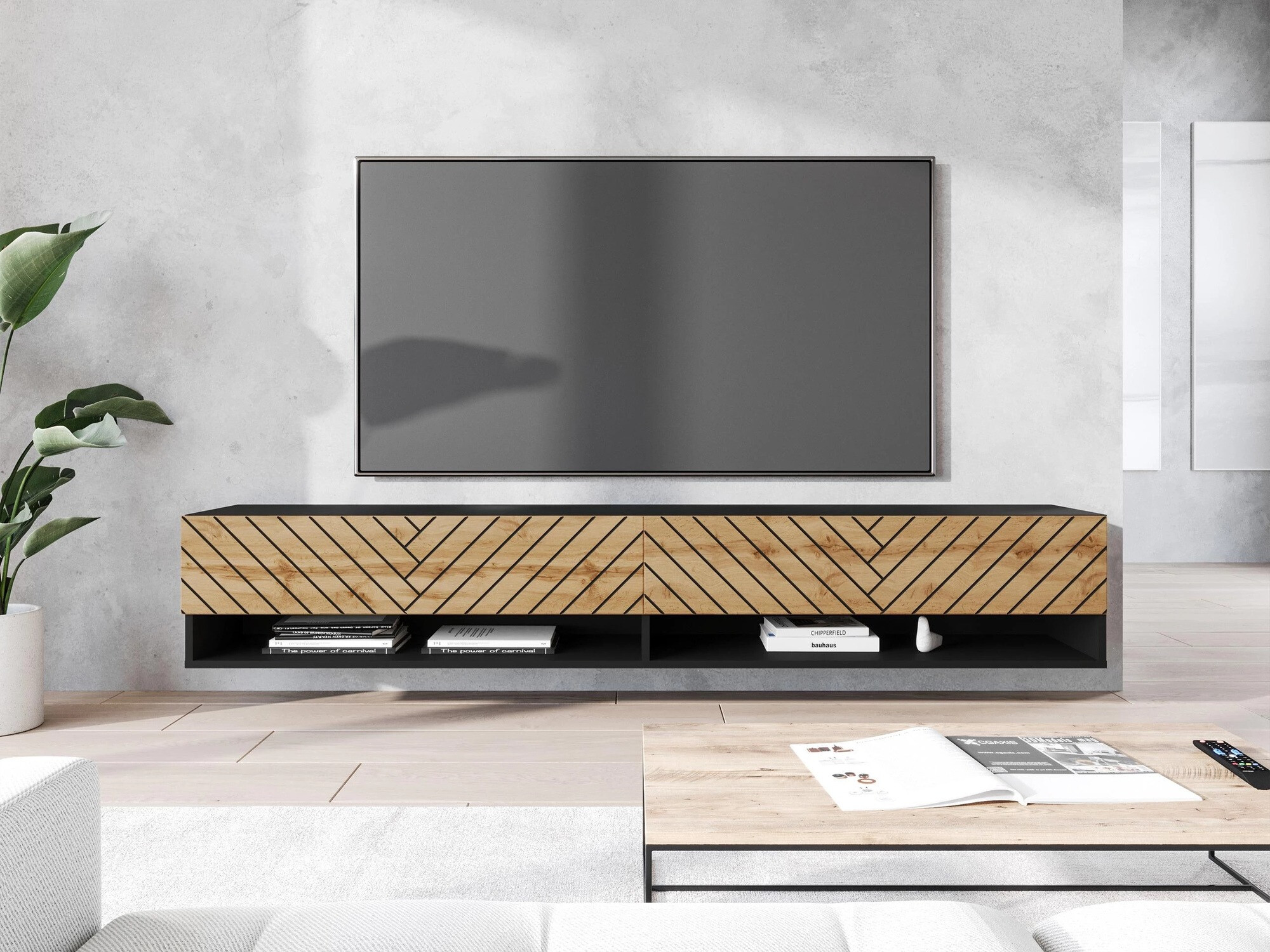 TV-meubel Sarasota 119 (Grafiet + Wotan eik)