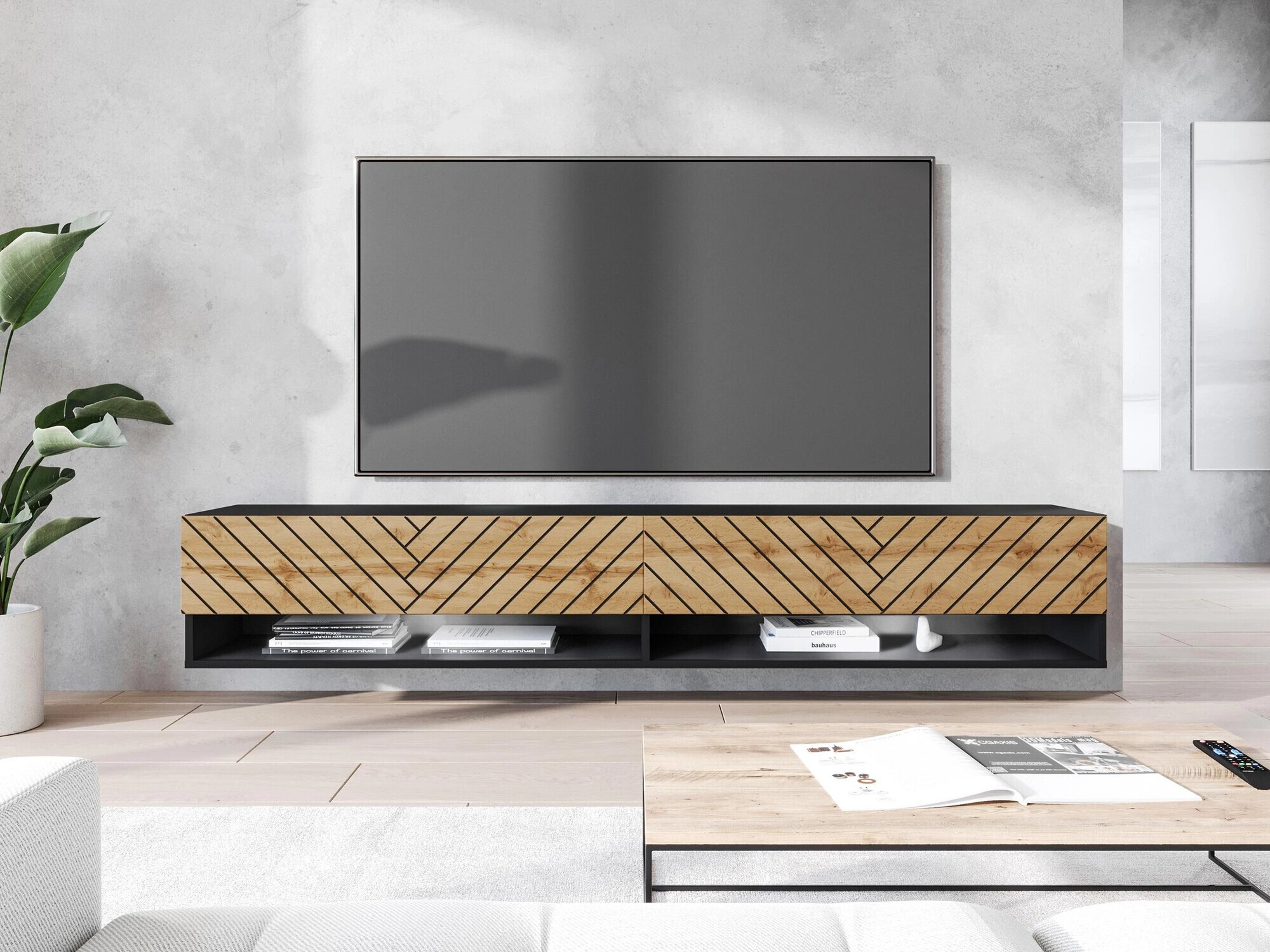 TV-meubel Sarasota 119 (Grafiet + Wotan eik)