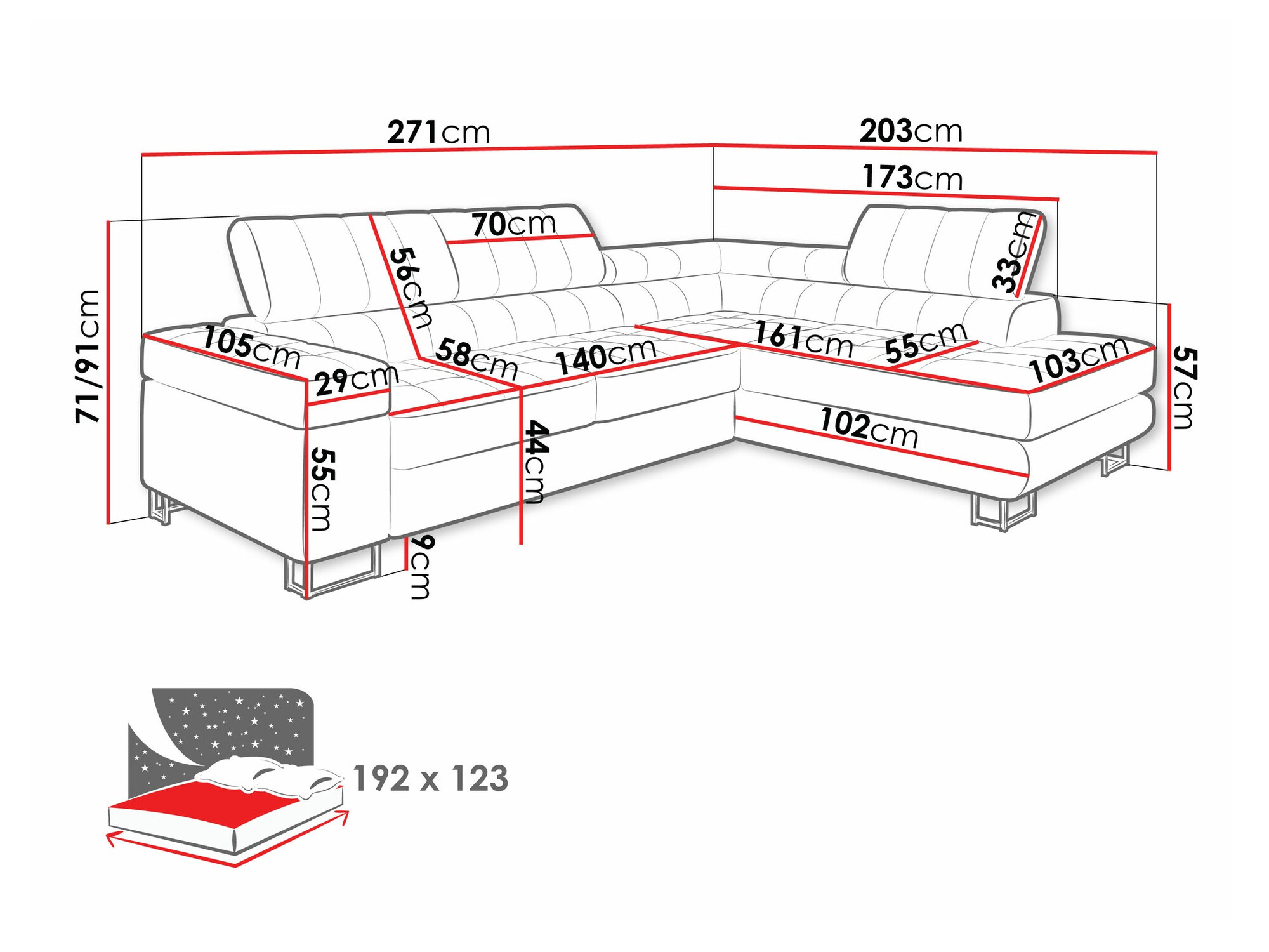 Hoekbank Comfivo 232 (Coral 45)