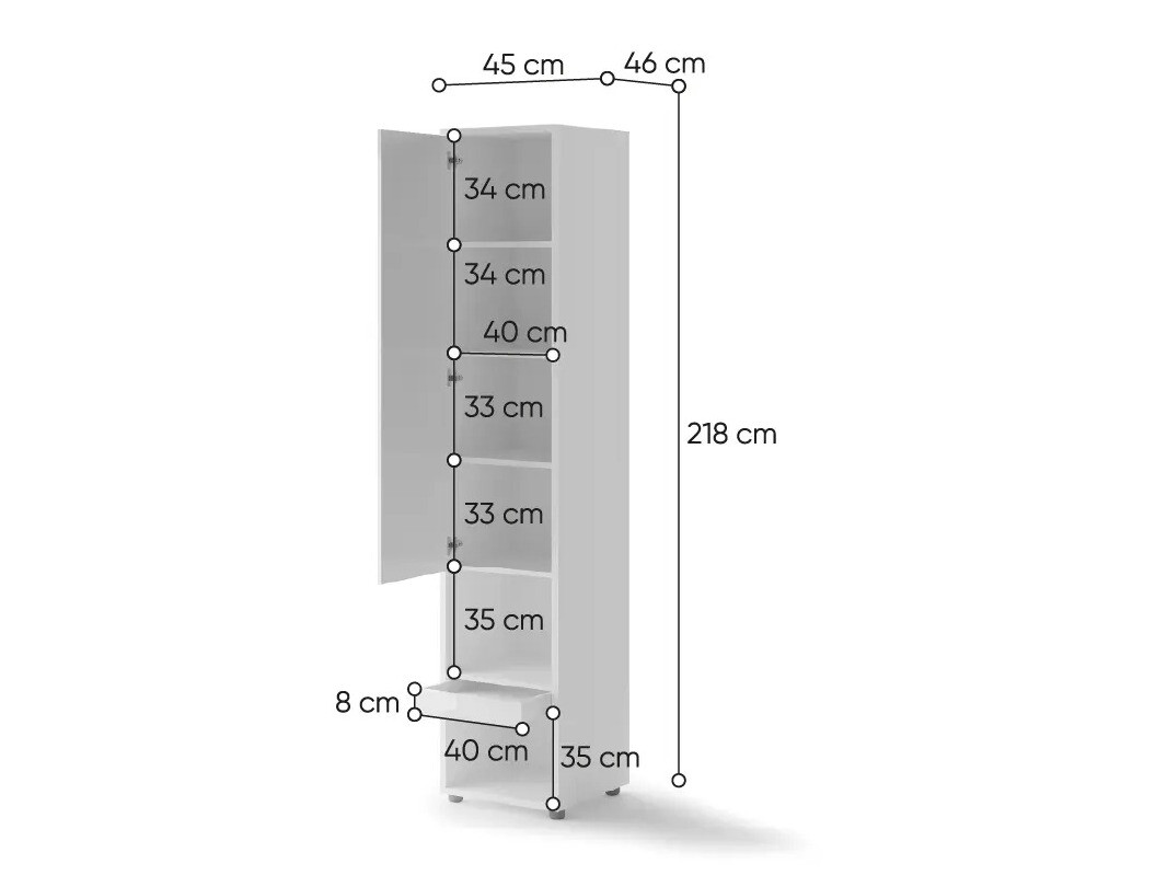 Meubelset Concept Pro Lenart VI (Glanzend wit + Wit + Blauw)