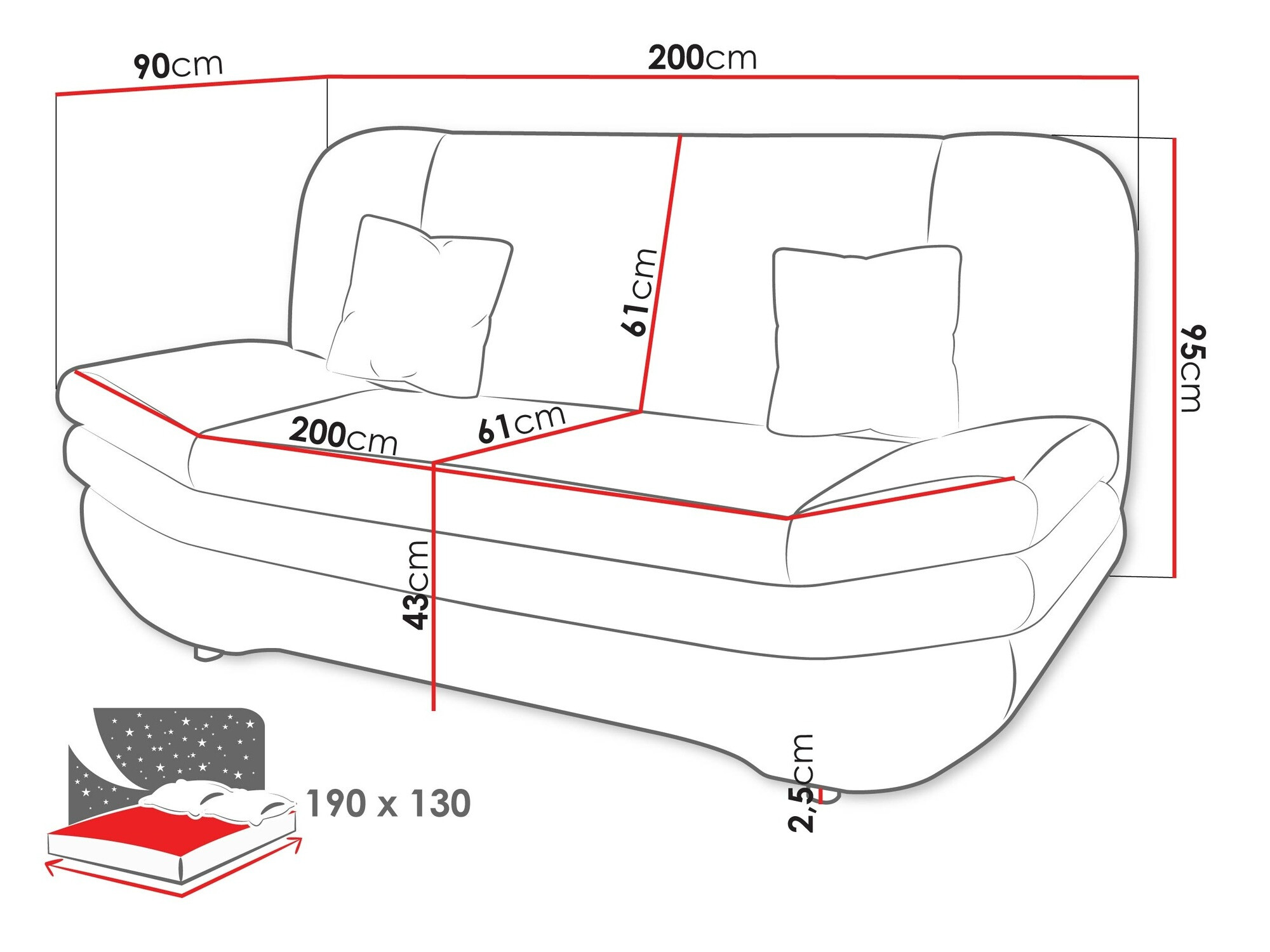 Slaapbank Comfivo 235 (Fragola 35 + Fragola 15)