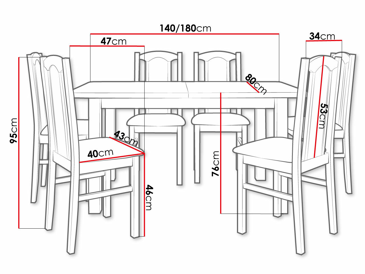 Eetkamerset Victorville 273 (Wit)