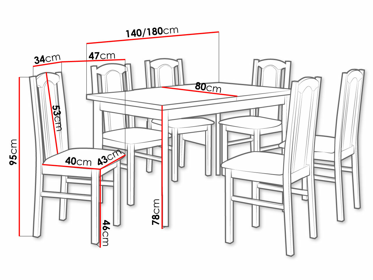 Eetkamerset Victorville 313 (Wit)