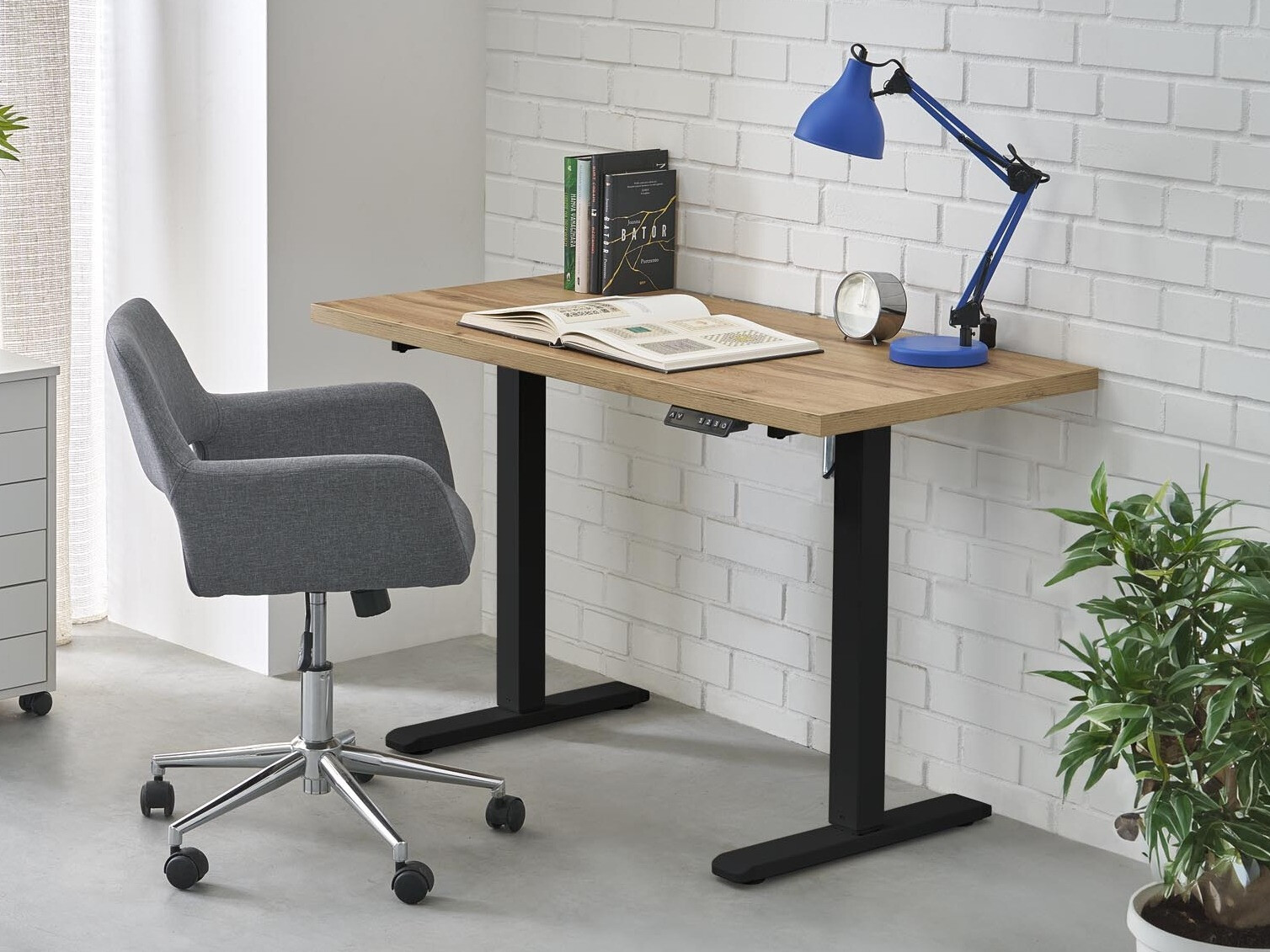 In hoogte verstelbaar bureau Houston 1942 (Artisan eiken + Zwart)