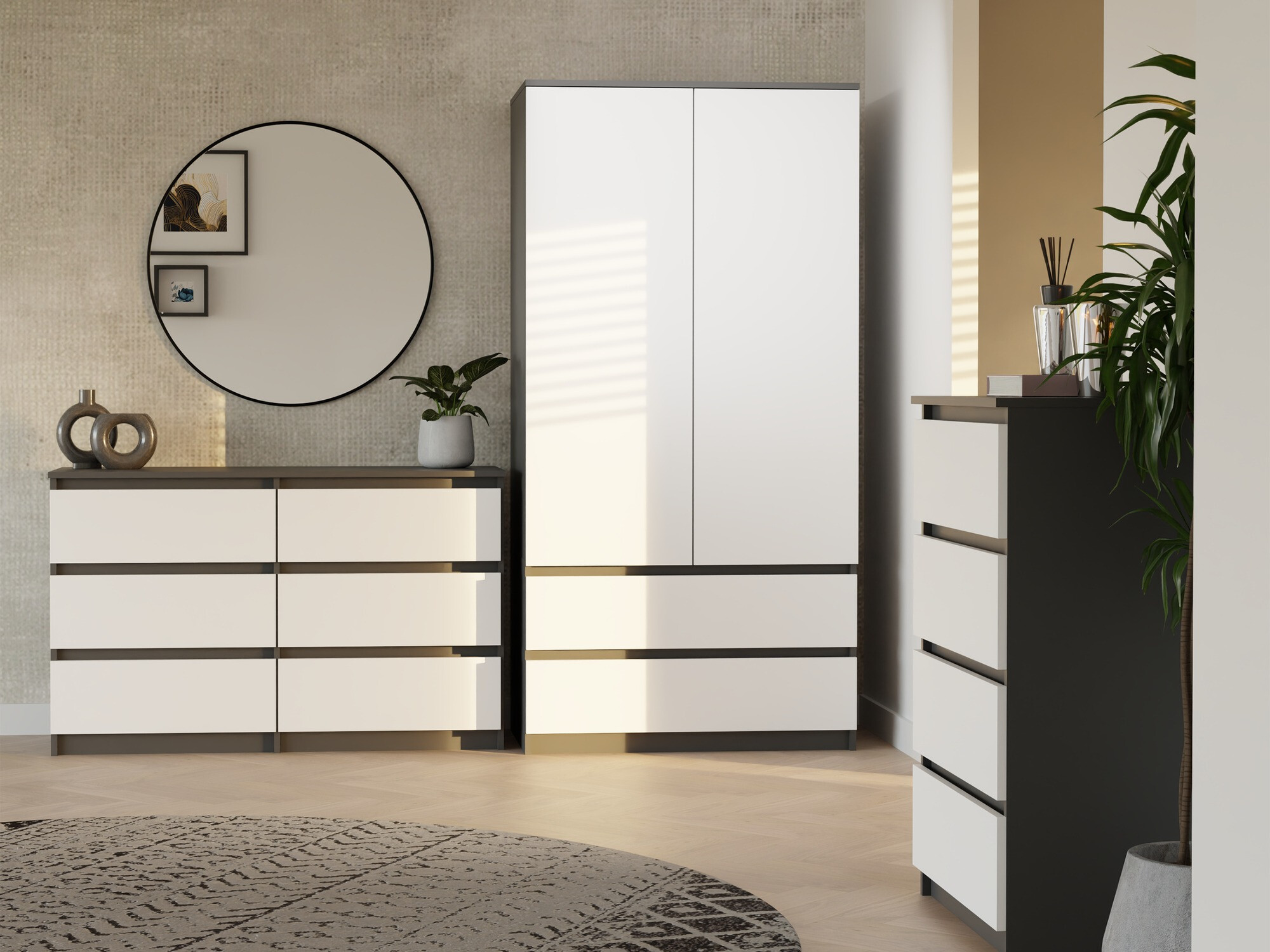 Ladekast Elbvelu 103 (Antraciet + Wit)