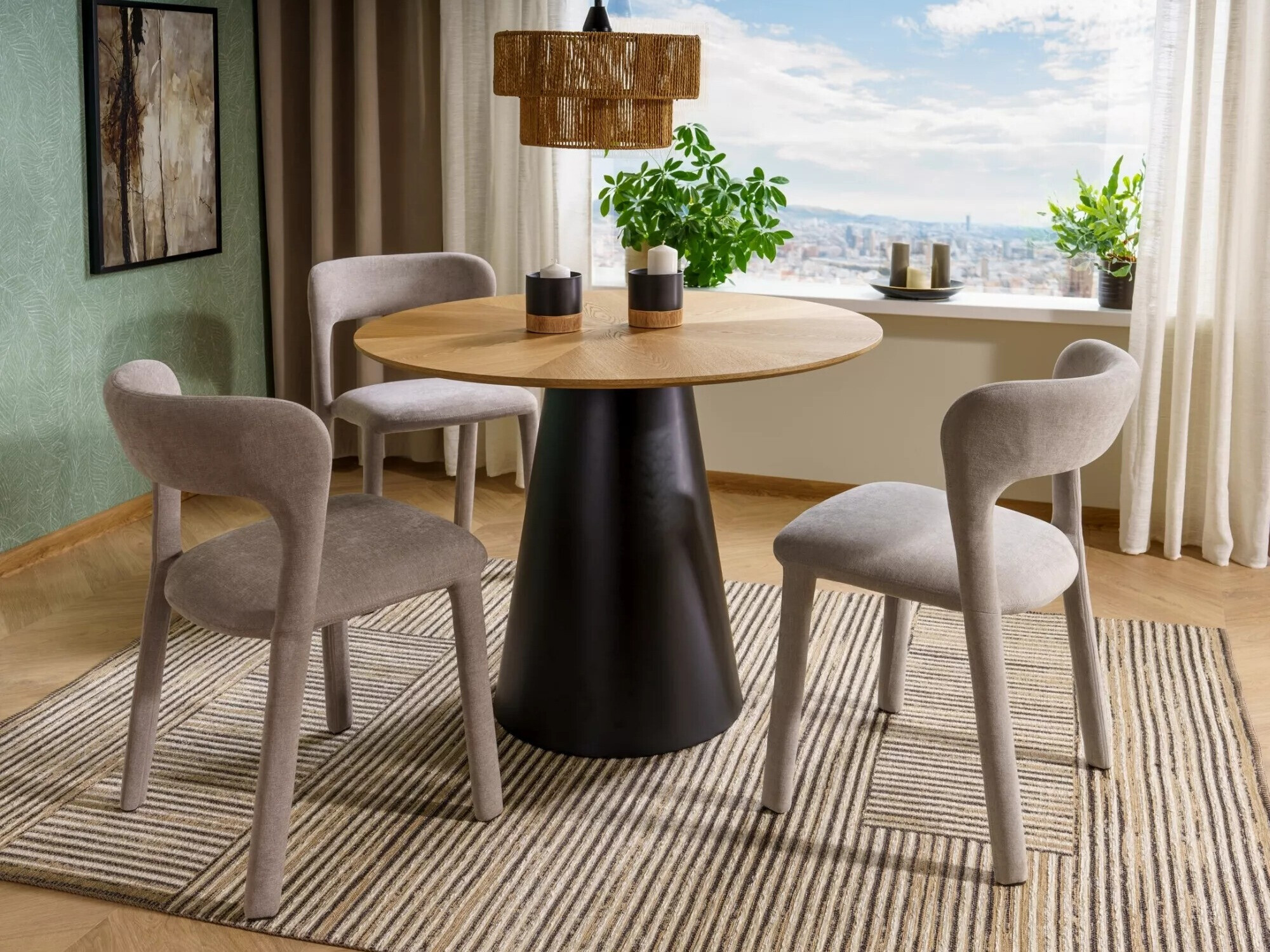 Tafel Detroit 137 (Eiken + Zwart)