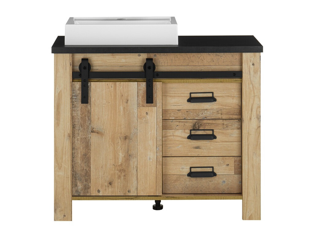 Staand badkamermeubel voor een wastafel Cirtale 133 (Verouderd hout + Antraciet)