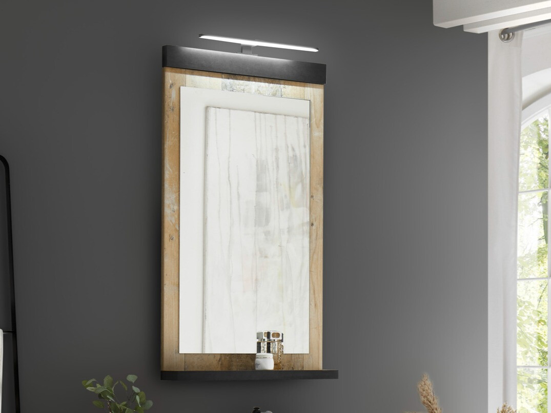 Badkamer spiegel Cirtale 135 (Verouderd hout + Antraciet)