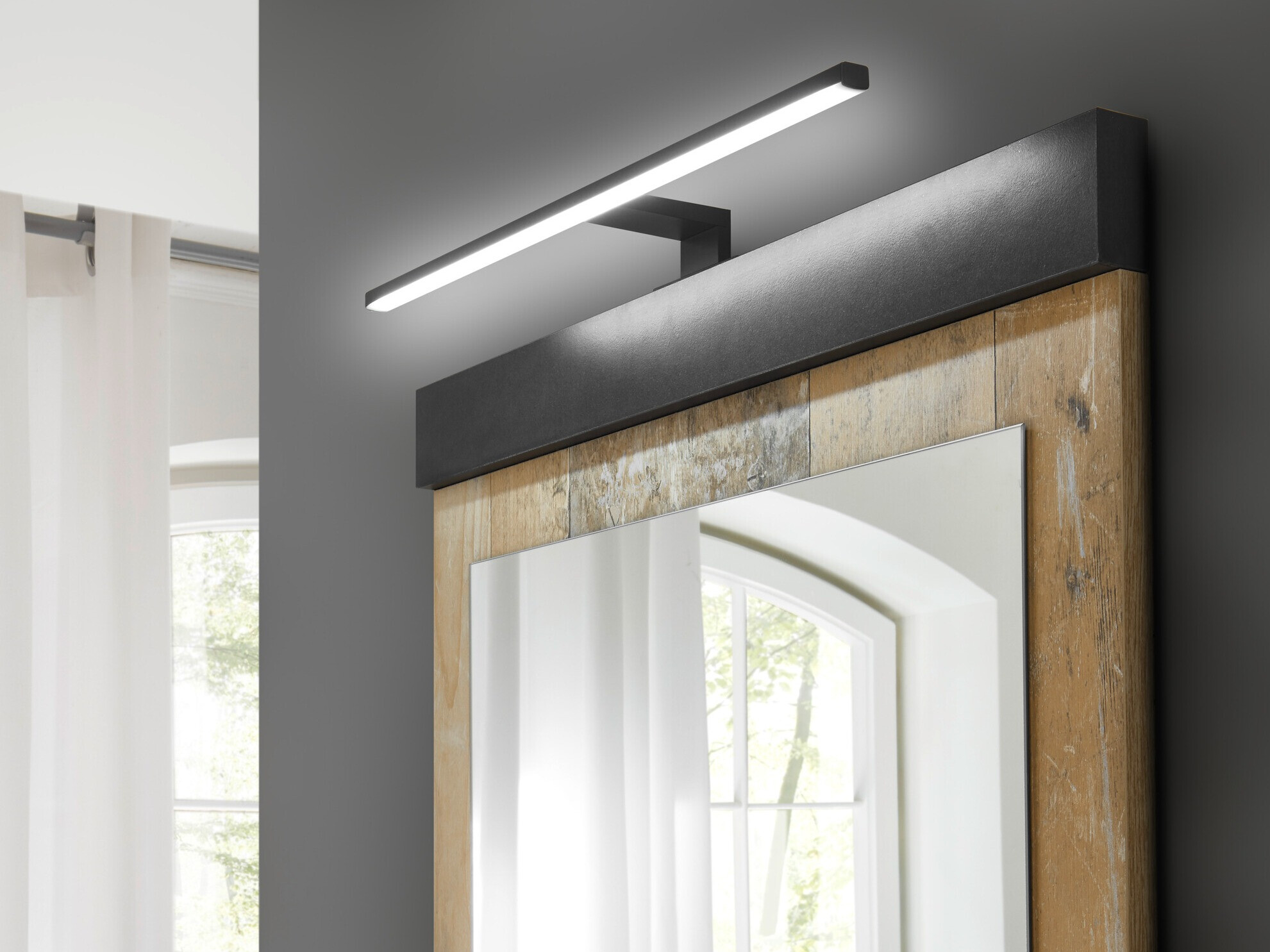 Badkamer spiegel Cirtale 135 (Verouderd hout + Antraciet)