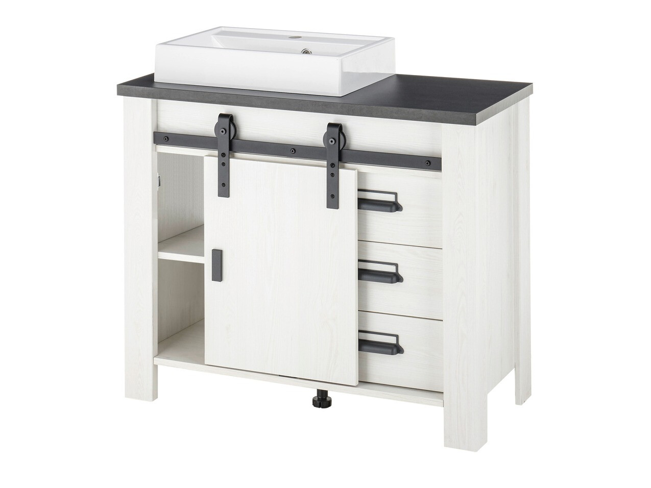 Badkamerset Cirtale 136 (Gebleekt grenen + Antraciet)