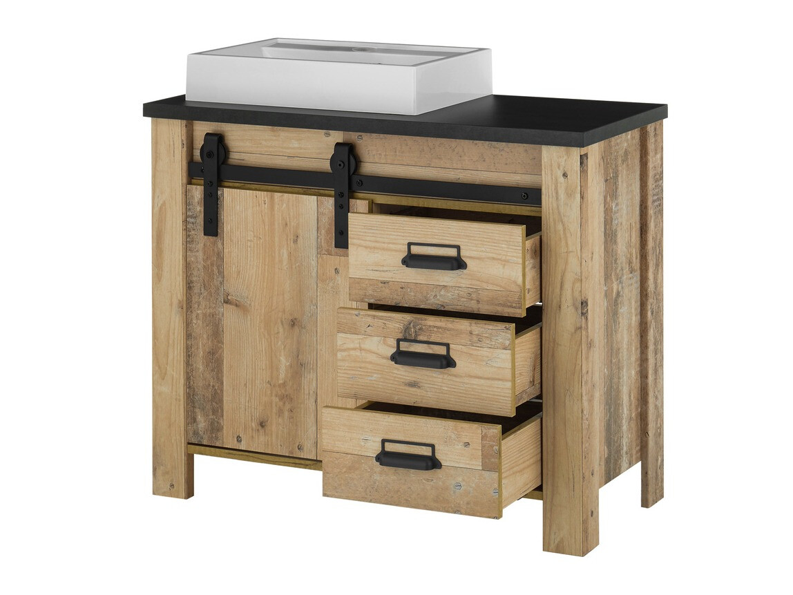 Badkamerset Cirtale 136 (Verouderd hout + Antraciet)