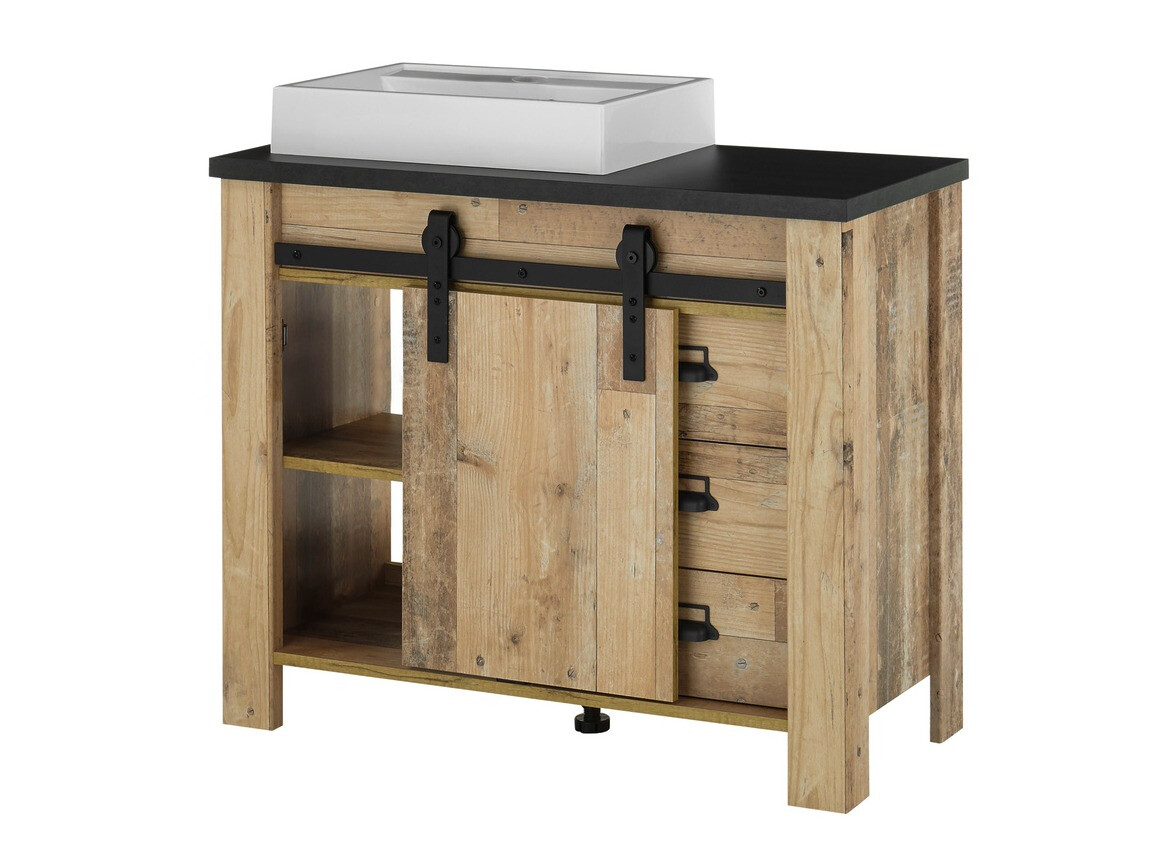 Badkamerset Cirtale 136 (Verouderd hout + Antraciet)