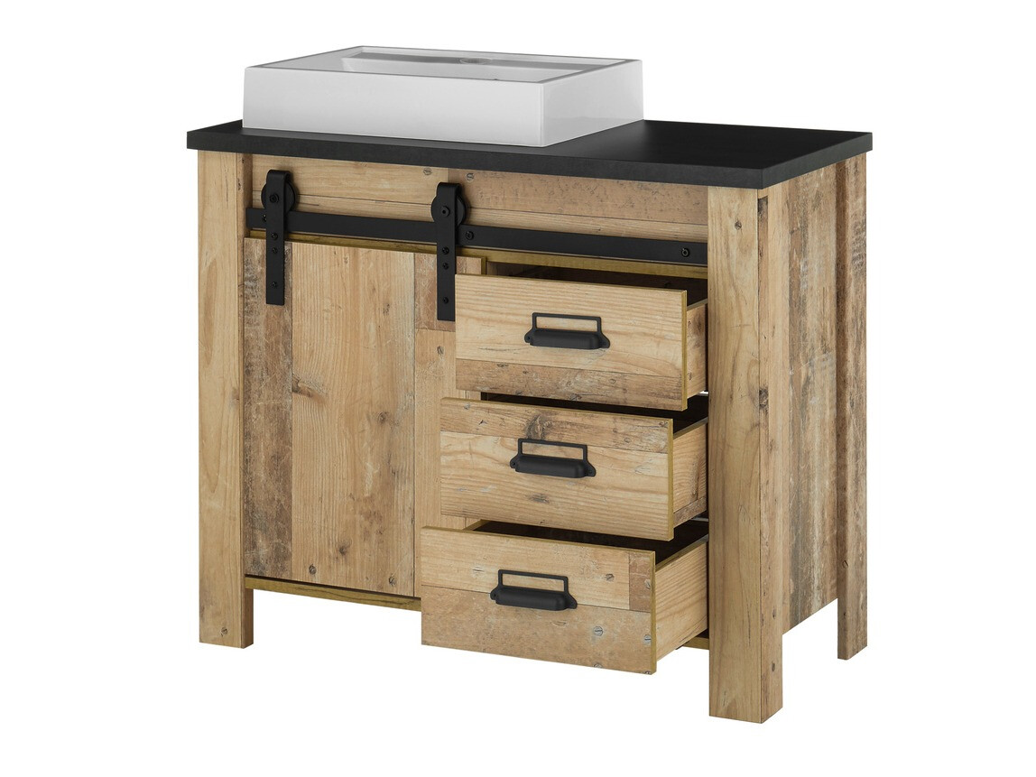 Badkamerset Cirtale 136 (Verouderd hout + Antraciet)