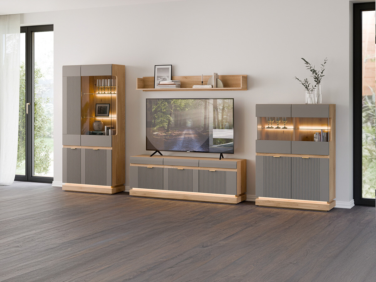 Dressoir Teselbu 105 (Grijs + Eiken)