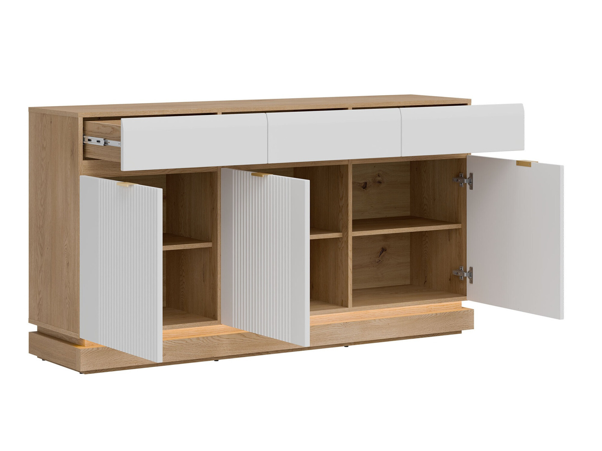 Ladekast Teselbu 104 (Wit + Eiken)