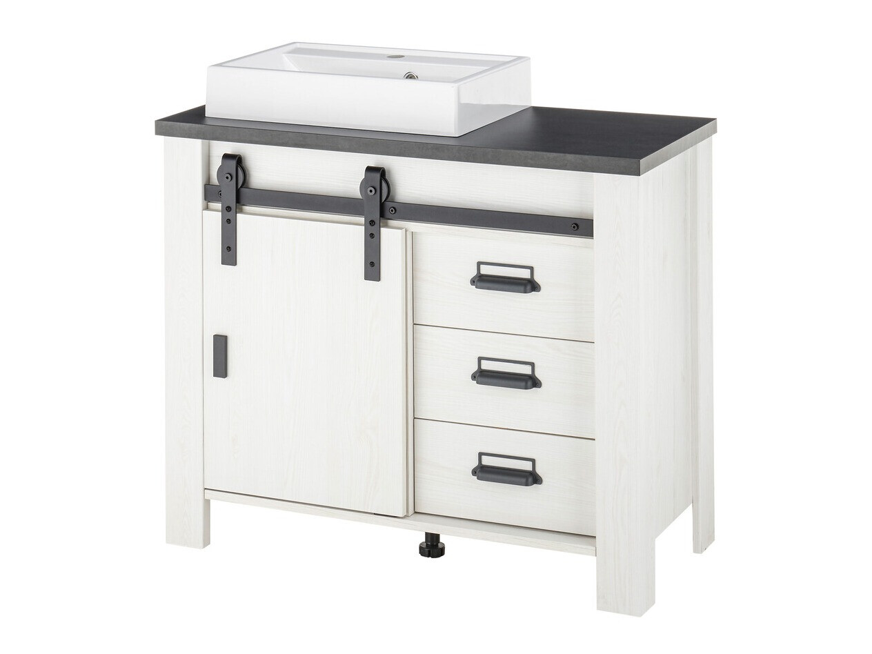 Staand badkamermeubel voor een wastafel Cirtale 133 (Gebleekt grenen + Antraciet)