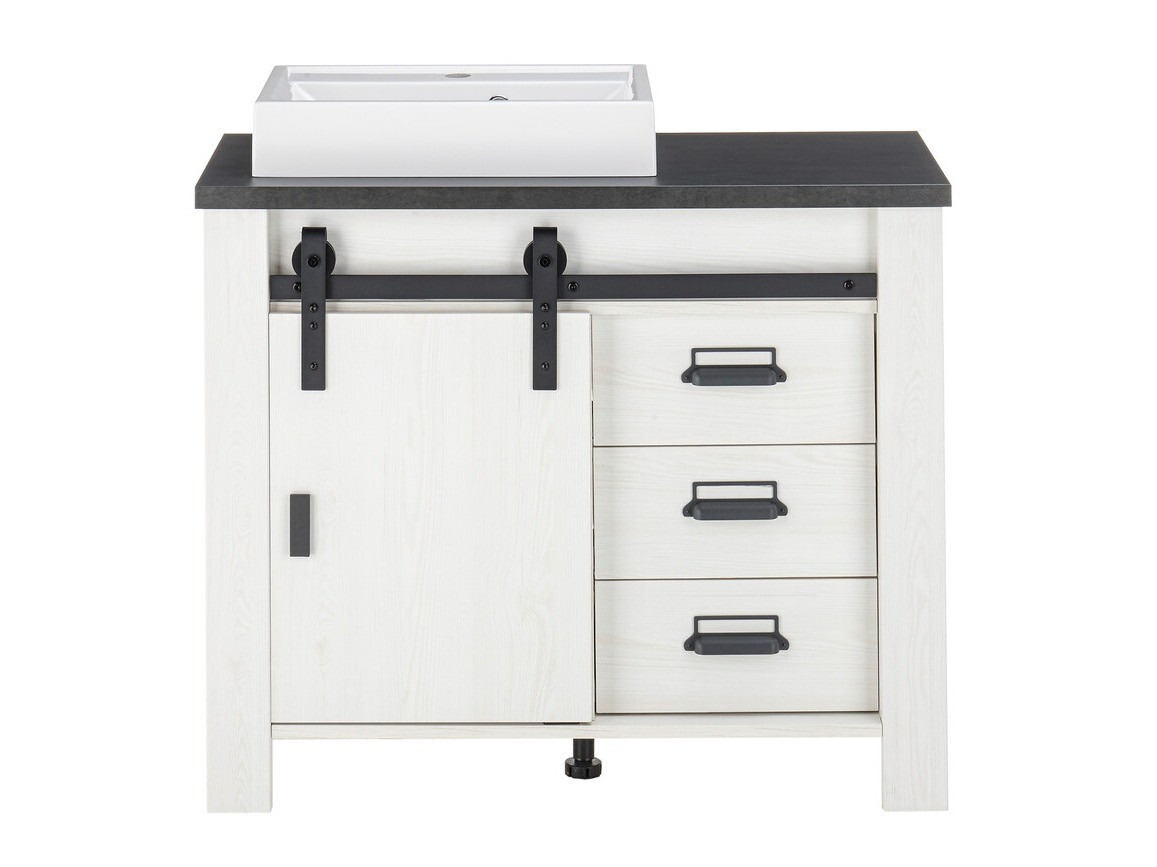 Staand badkamermeubel voor een wastafel Cirtale 133 (Gebleekt grenen + Antraciet)