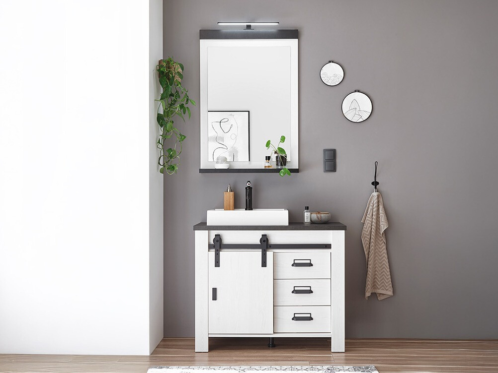 Badkamerset Cirtale 136 (Gebleekt grenen + Antraciet)