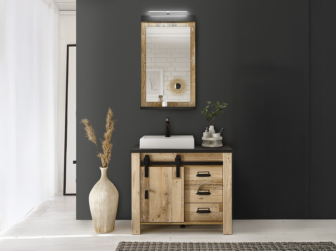 Badkamerset Cirtale 136 (Verouderd hout + Antraciet)