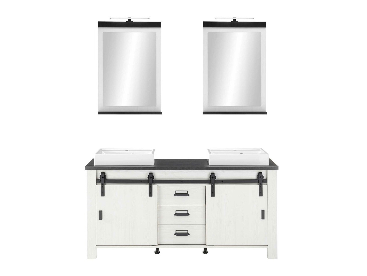 Badkamerset Cirtale 137 (Gebleekt grenen + Antraciet)