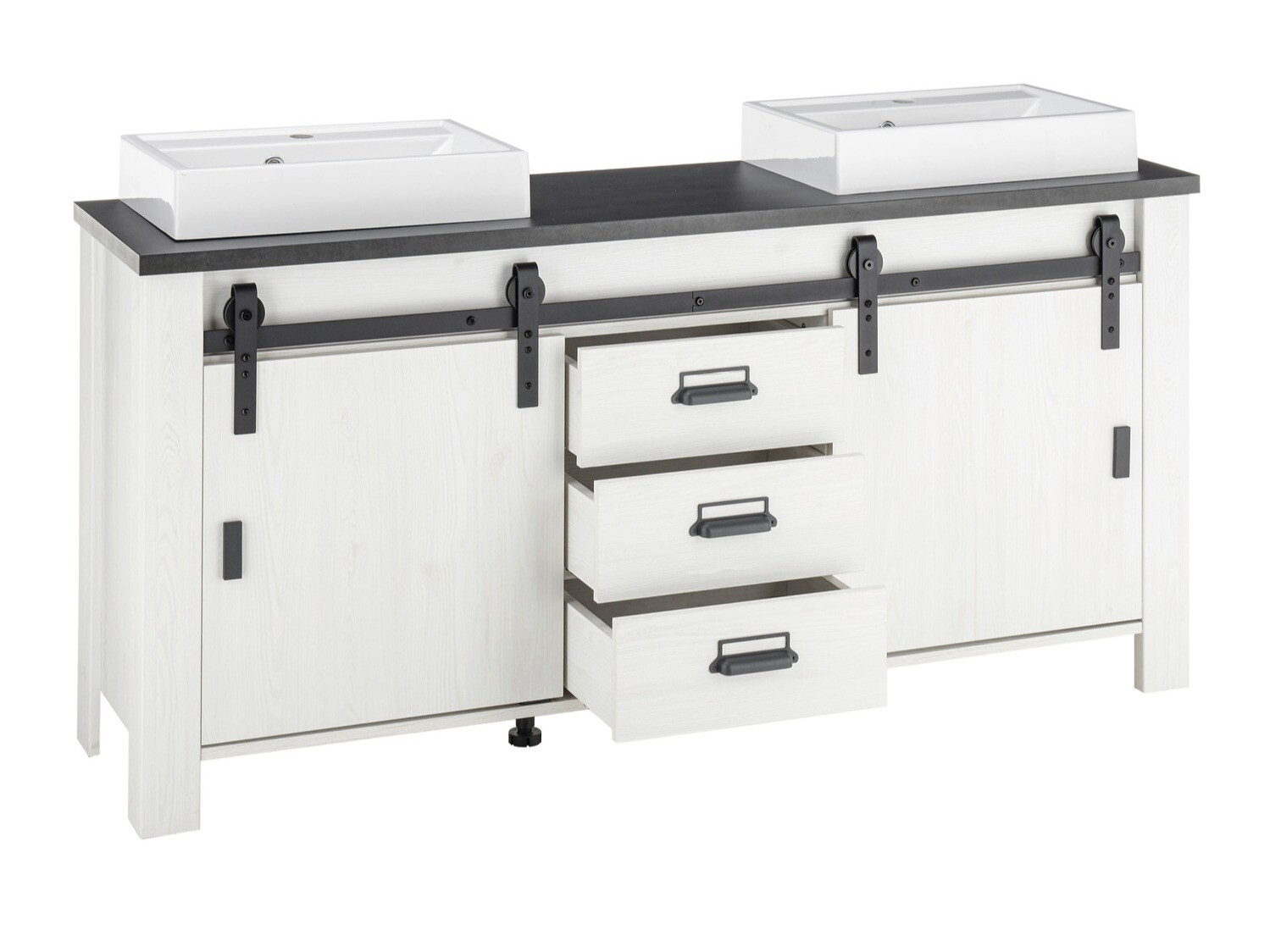 Badkamerset Cirtale 137 (Gebleekt grenen + Antraciet)