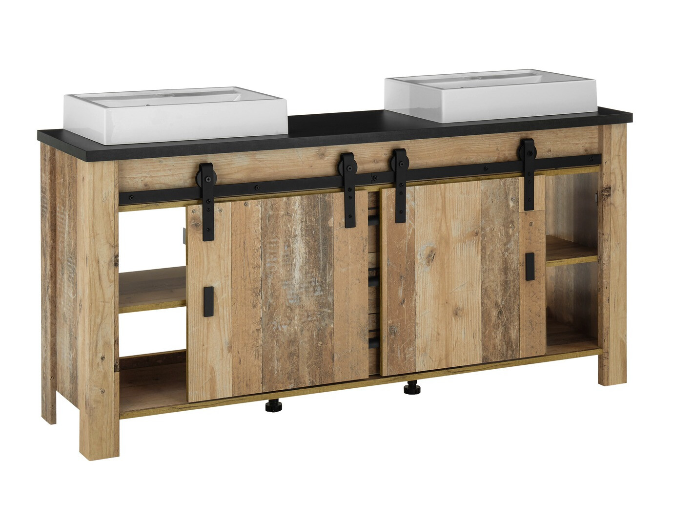 Badkamerset Cirtale 137 (Verouderd hout + Antraciet)