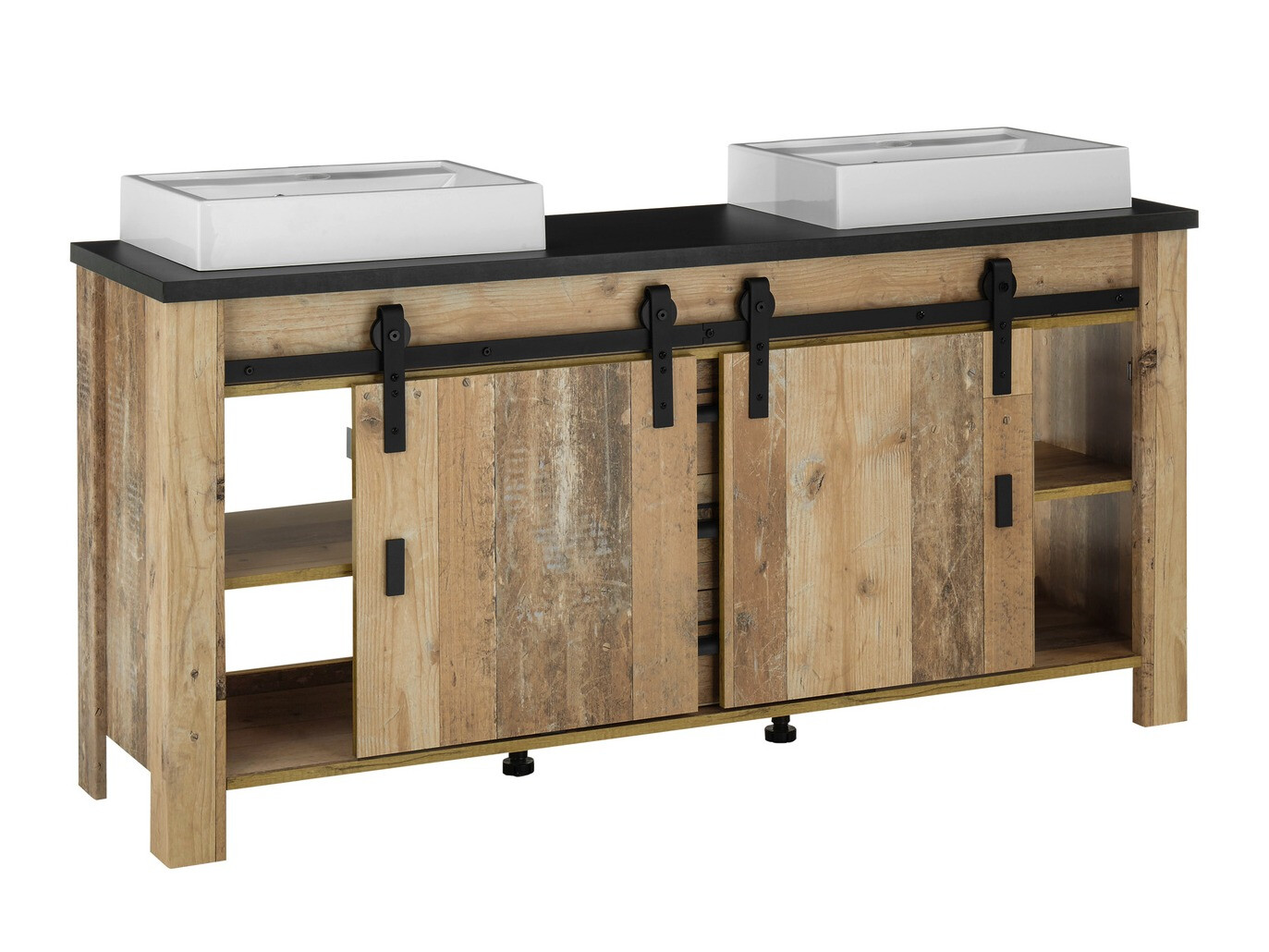 Badkamerset Cirtale 137 (Verouderd hout + Antraciet)
