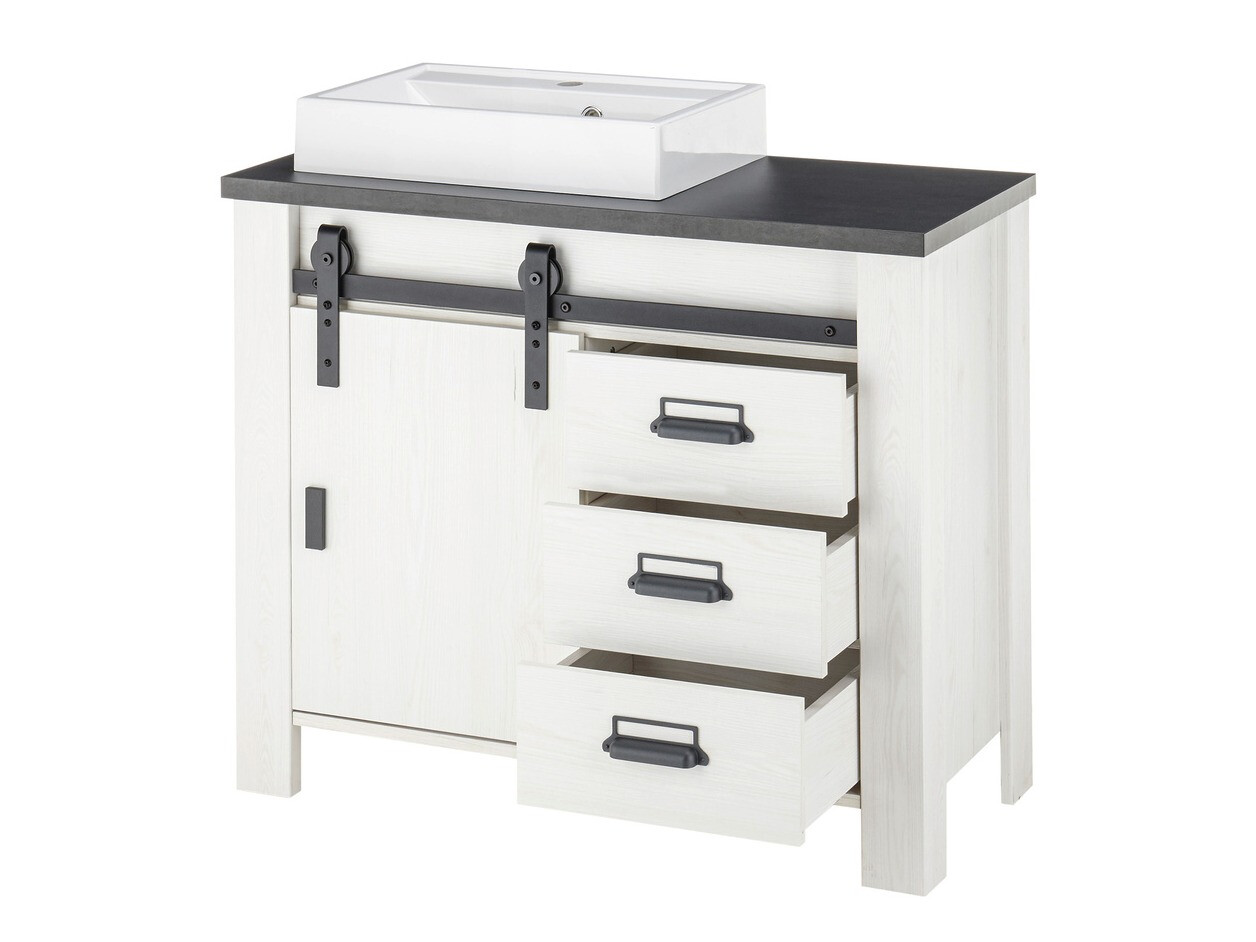 Badkamerset Cirtale 138 (Gebleekt grenen + Antraciet)