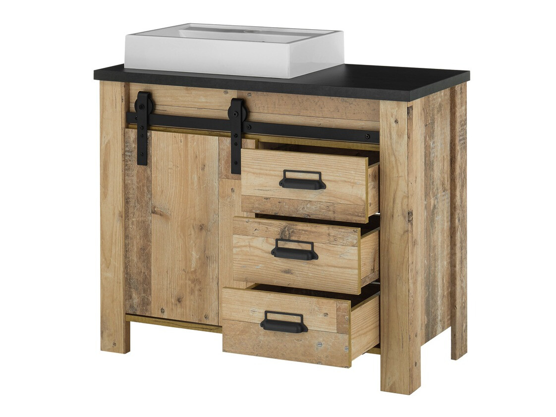 Badkamerset Cirtale 138 (Verouderd hout + Antraciet)