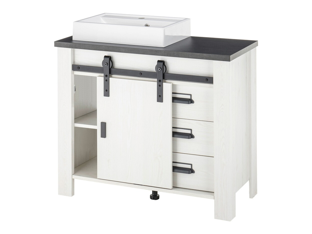 Badkamerset Cirtale 139 (Gebleekt grenen + Antraciet)