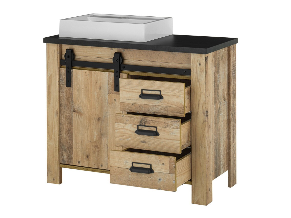 Badkamerset Cirtale 139 (Verouderd hout + Antraciet)