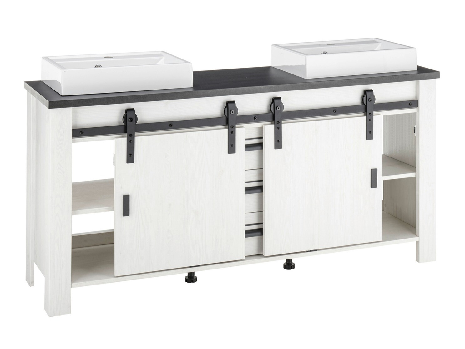 Badkamerset Cirtale 140 (Gebleekt grenen + Antraciet)