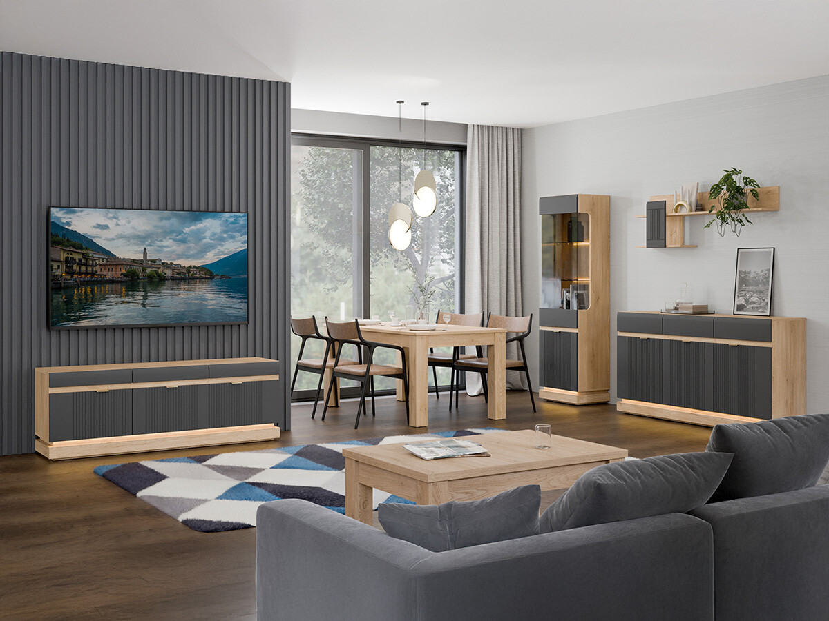 Boekenkast Teselbu 109 (Antraciet + Eiken)