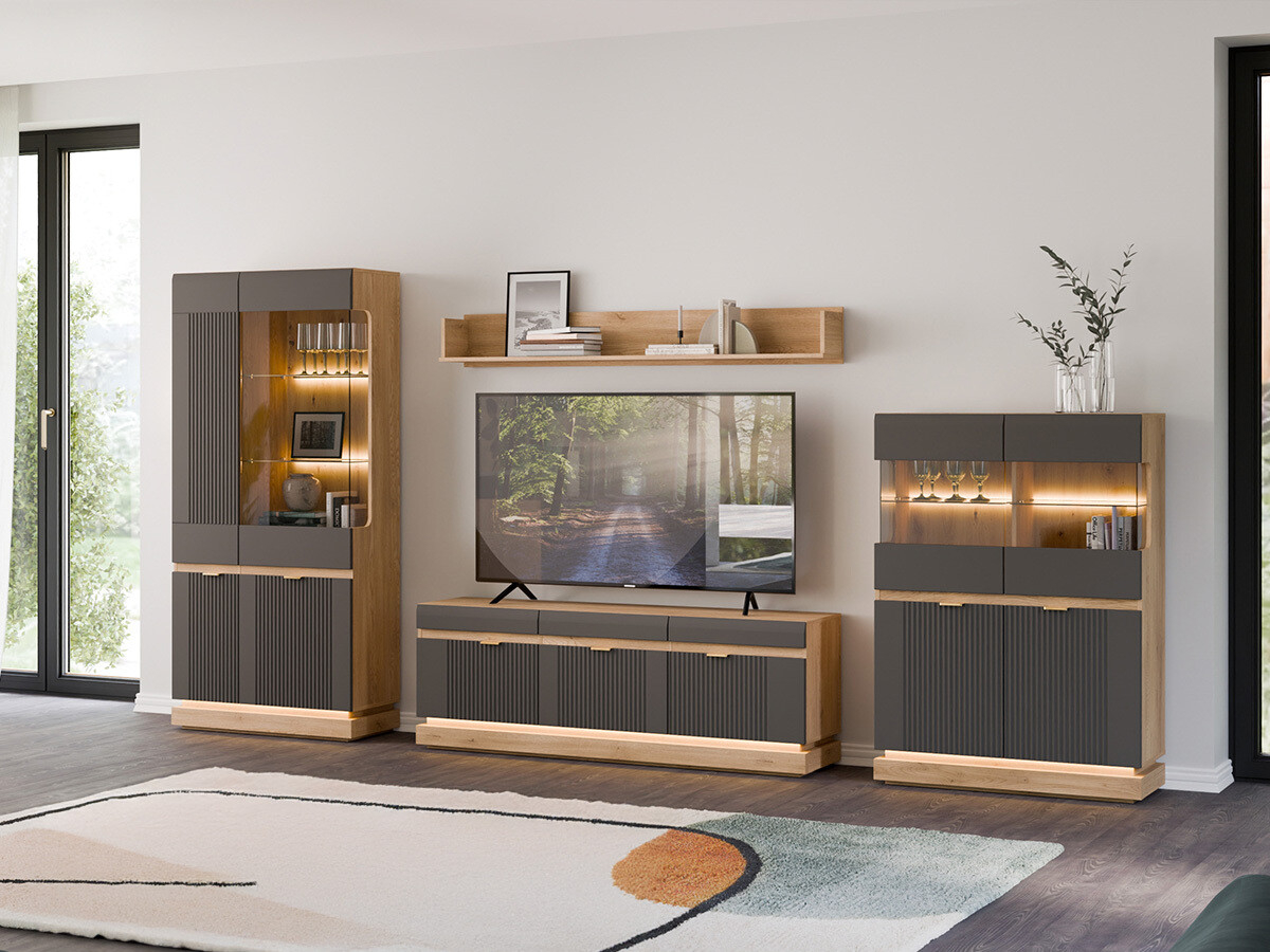 Boekenkast Teselbu 111 (Antraciet + Eiken)