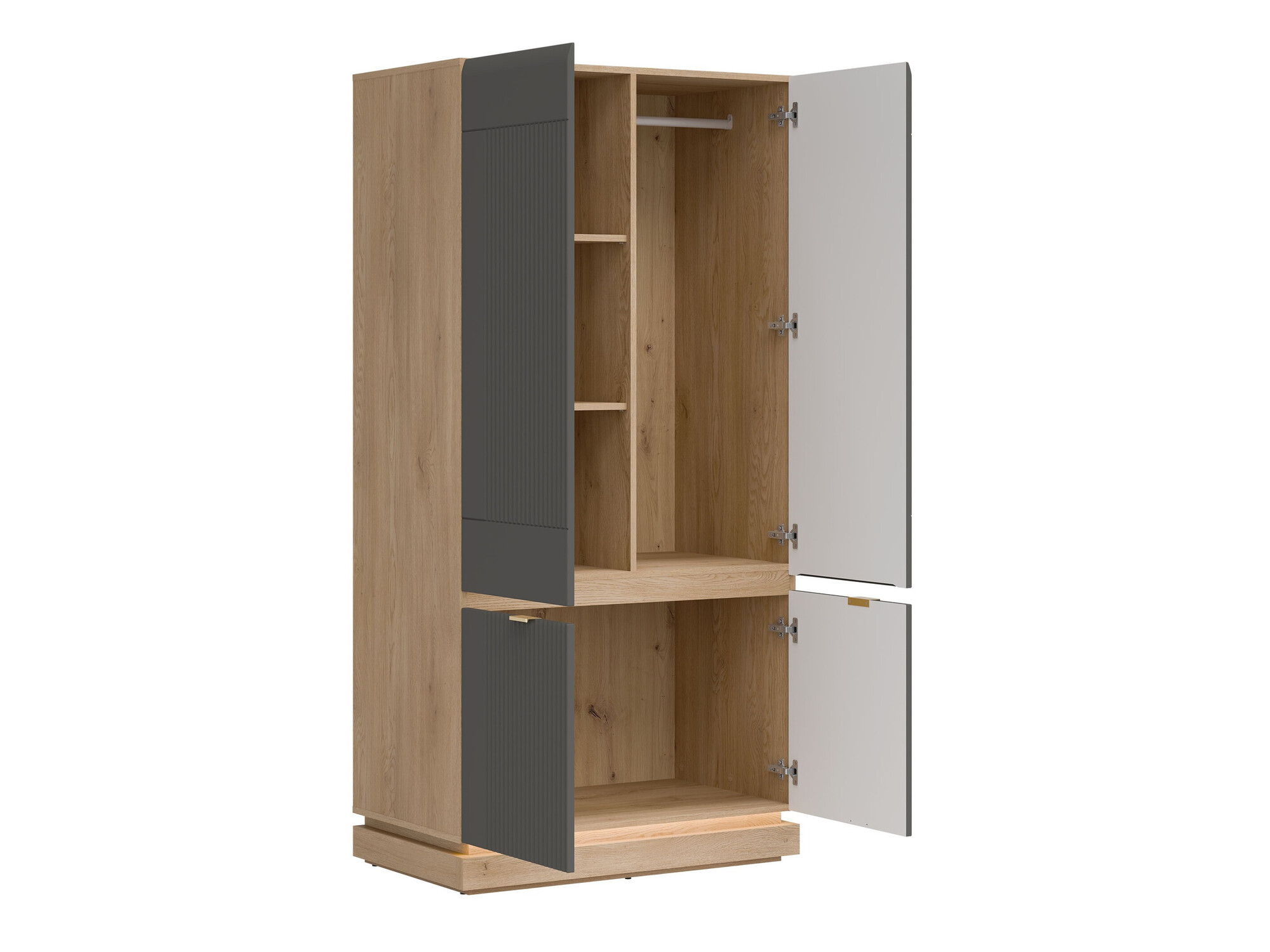 Kledingkast Teselbu 113 (Grijs + Eiken)