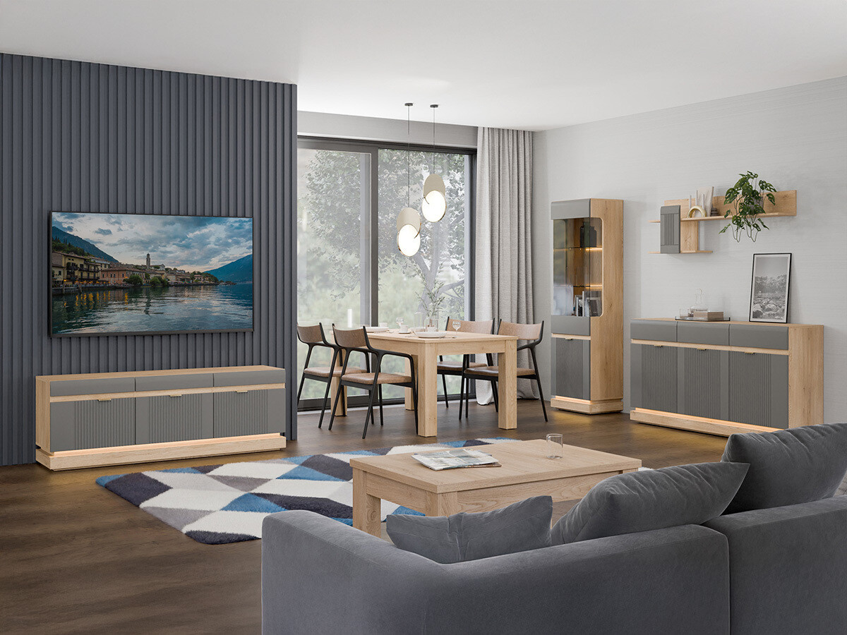 Wandplank Teselbu 115 (Grijs + Eiken)