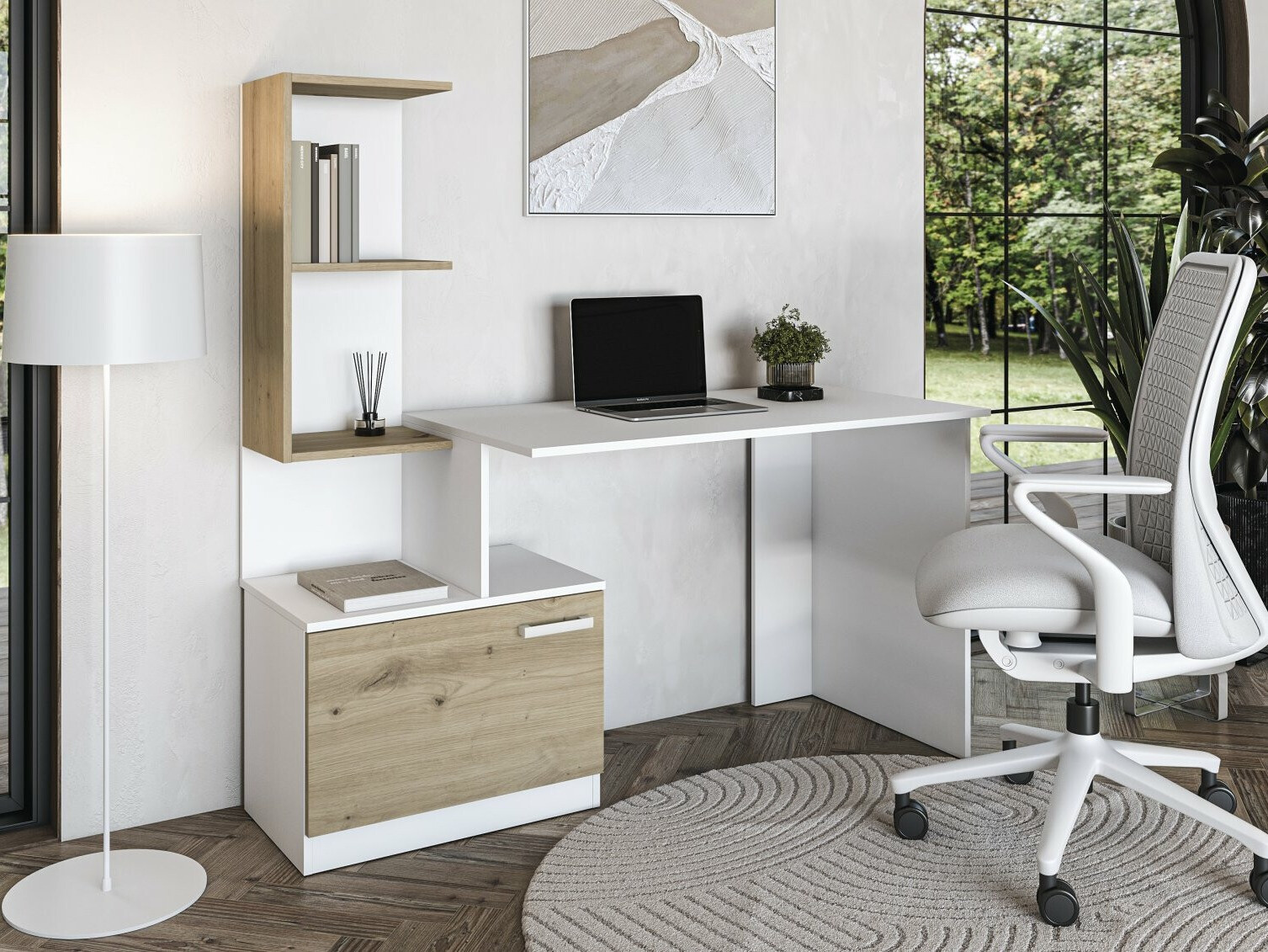 Bureau Houston 1948 (Wit + Artisan eiken)