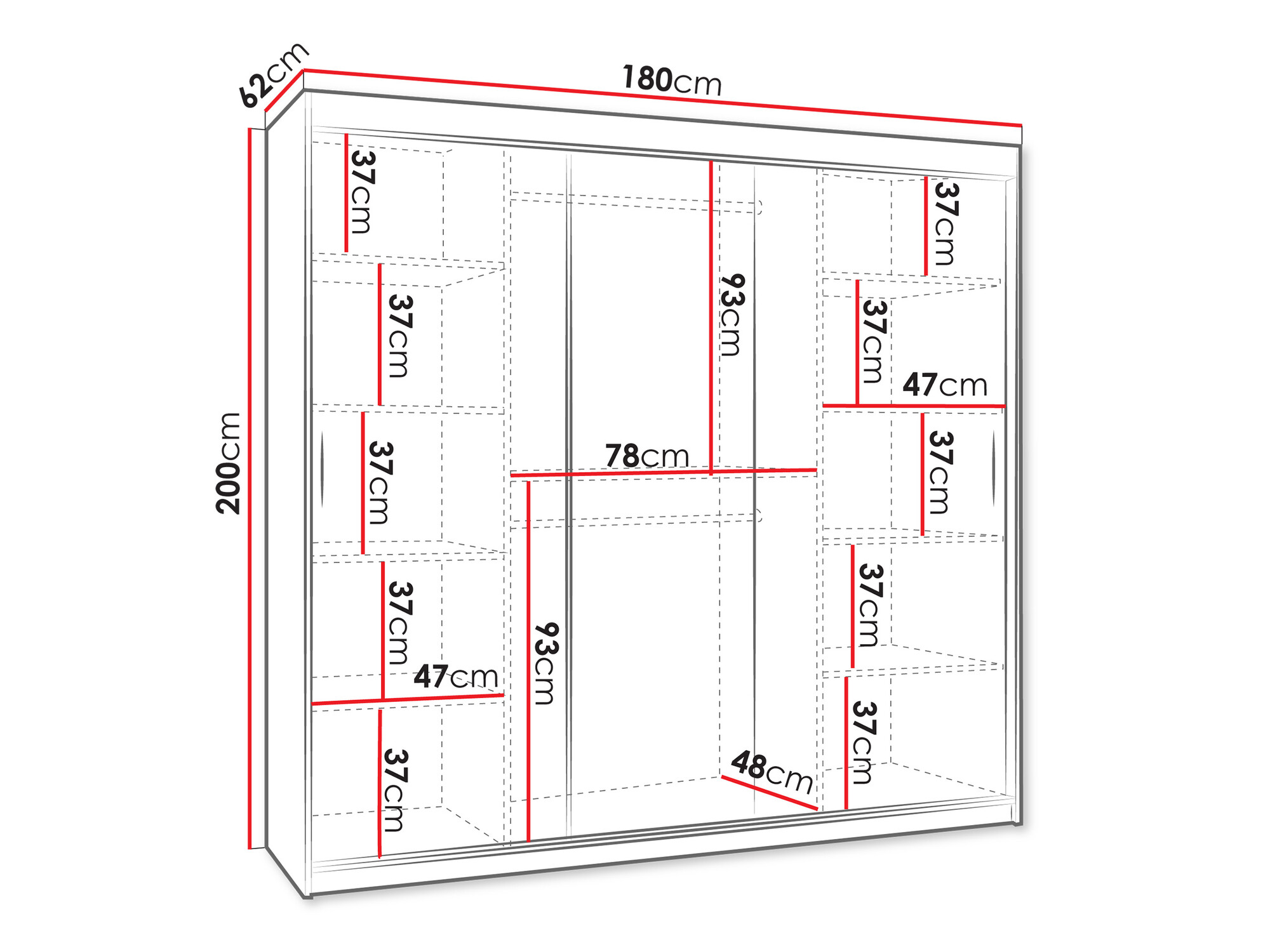 Kledingkast Hartford 500 (Zwart)