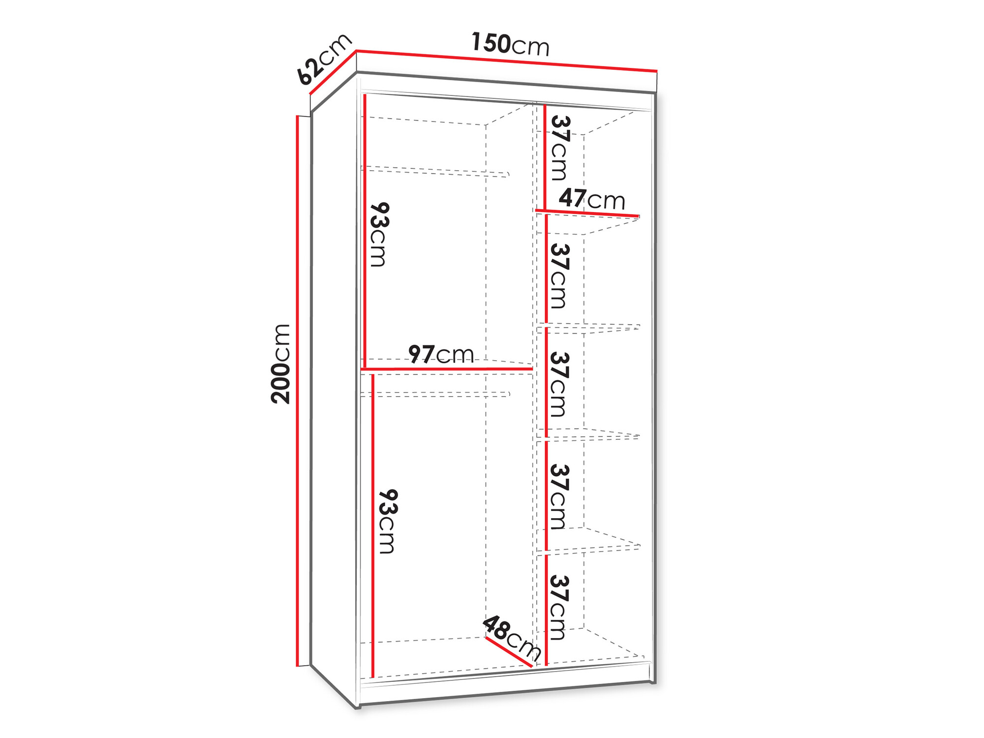 Kledingkast Hartford 502 (Zwart)