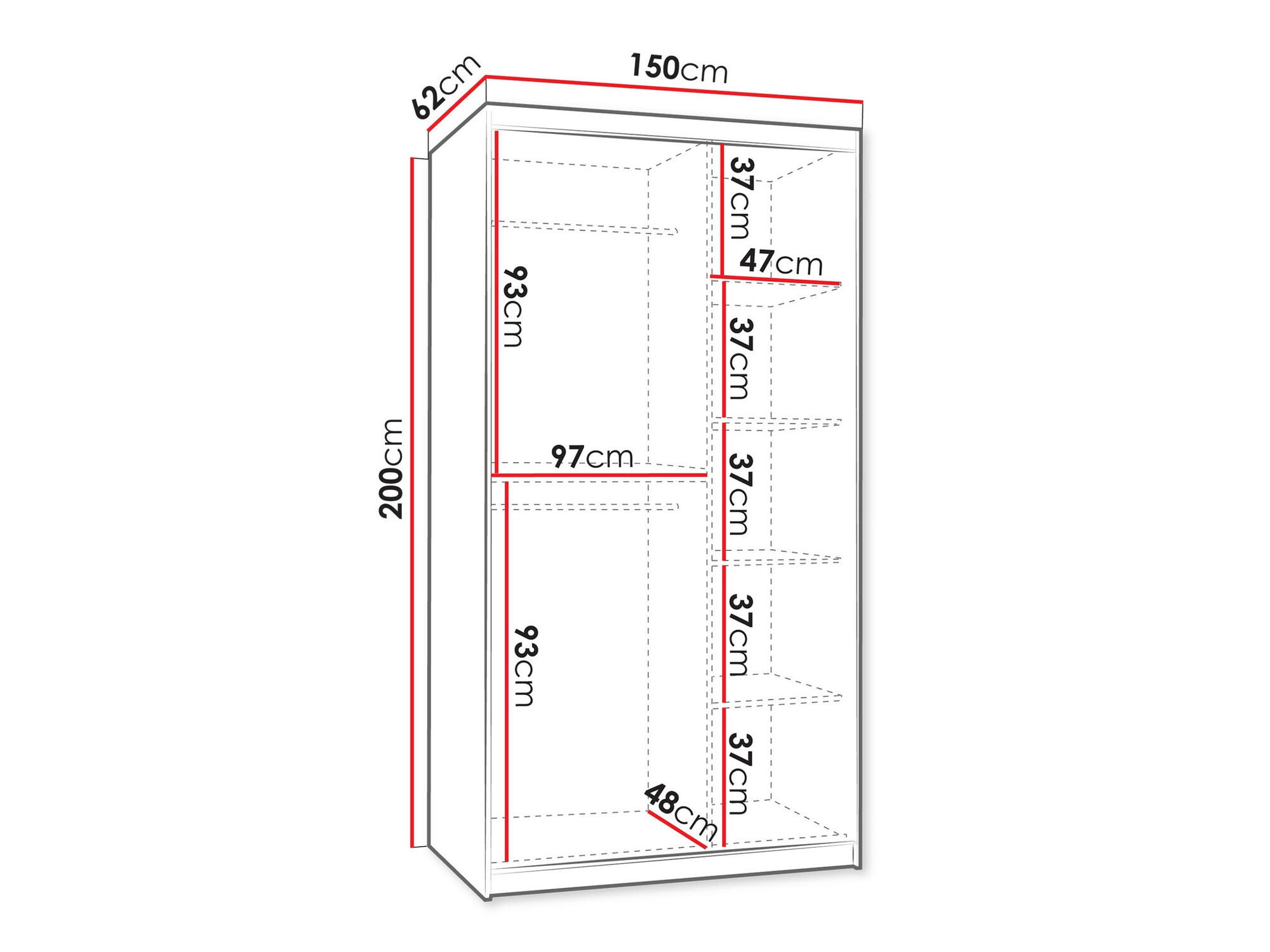 Kledingkast Hartford 503 (Zwart)