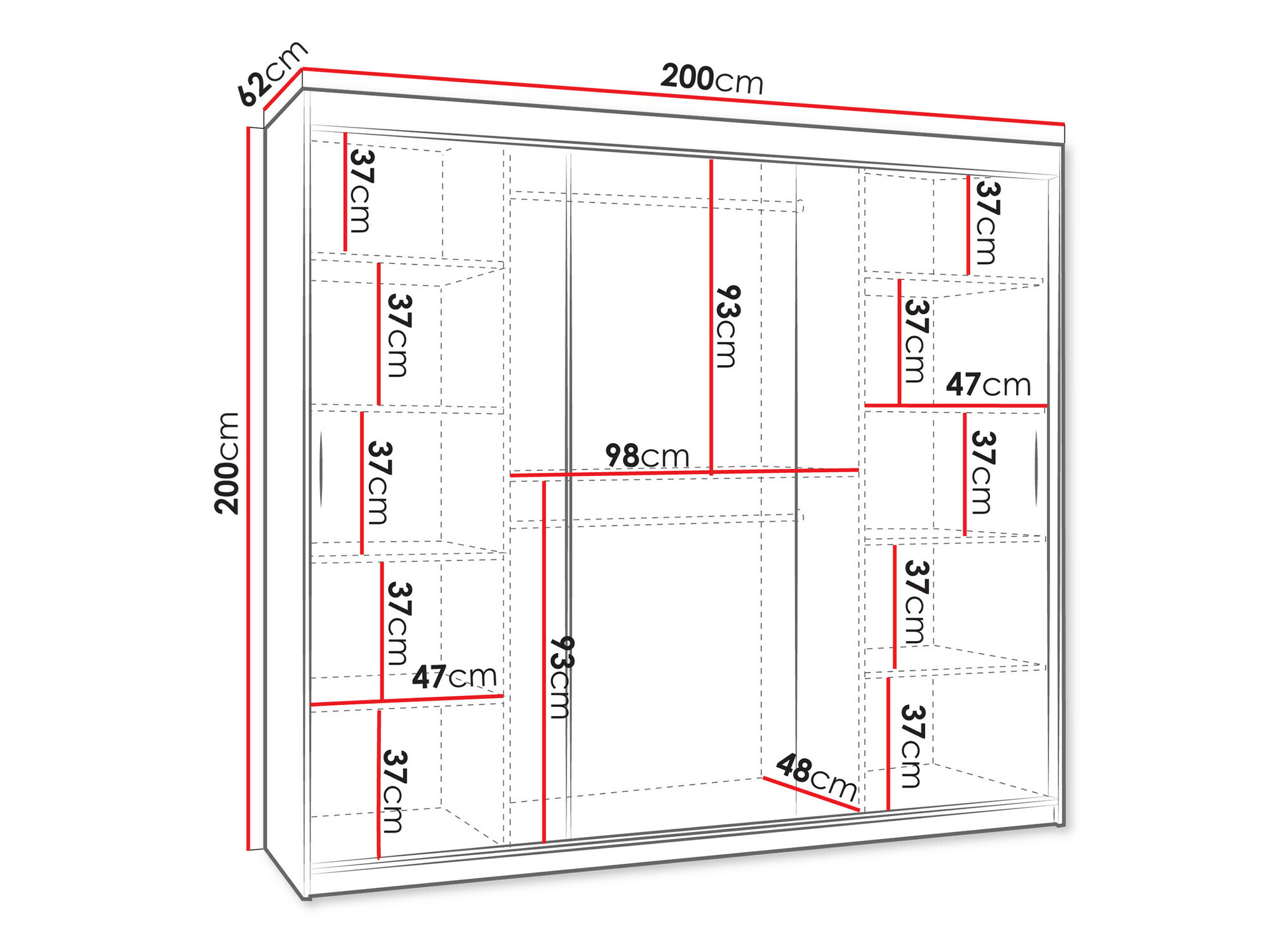 Kledingkast Hartford 507 (Zwart)