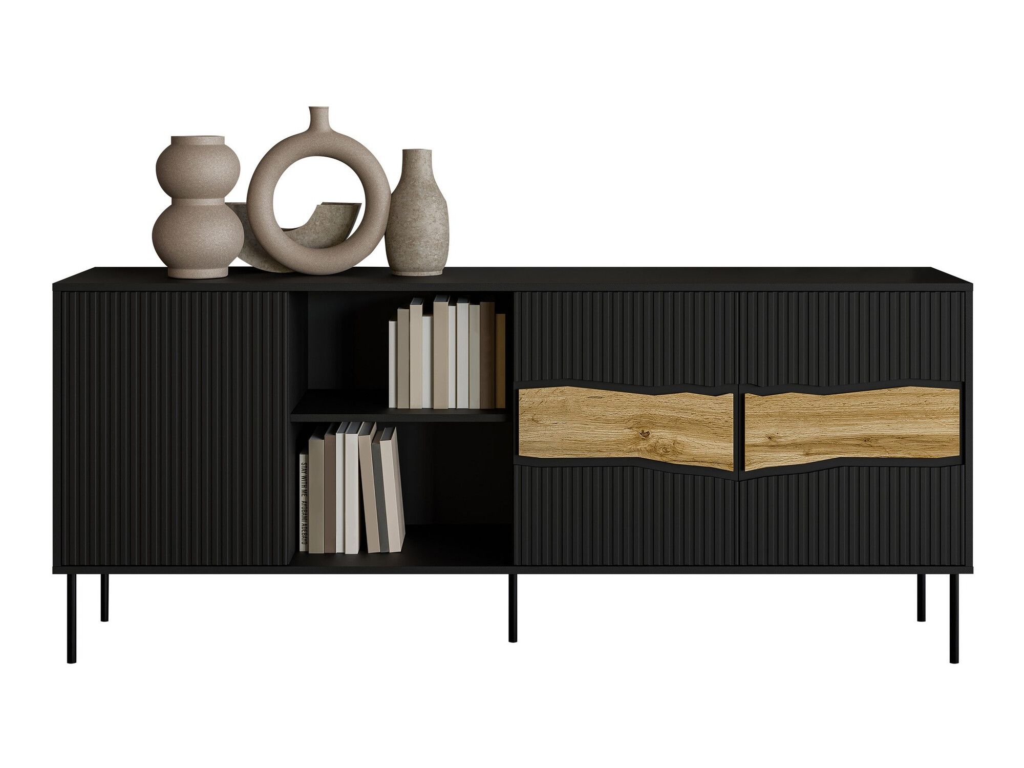 Dressoir Monevare 101 (Zwart + Wotan eik)