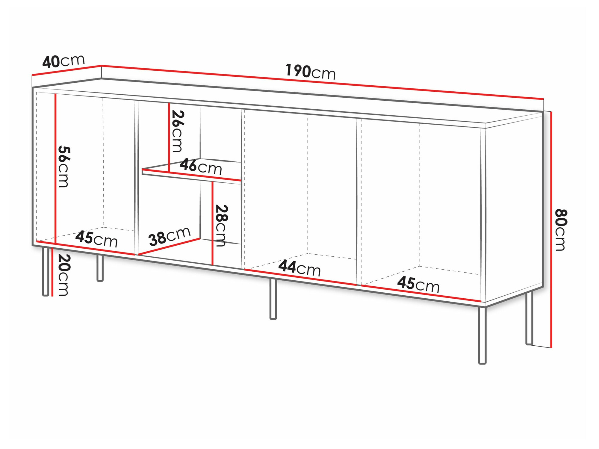 Dressoir Monevare 101 (Zwart + Wotan eik)