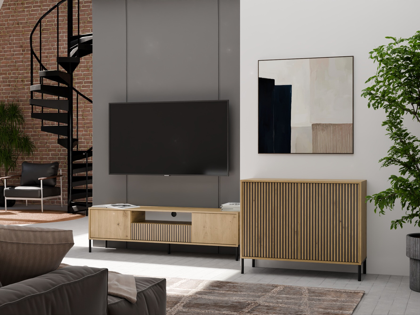 Dressoir Orlsone 108 (Zwart + Artisan eiken)