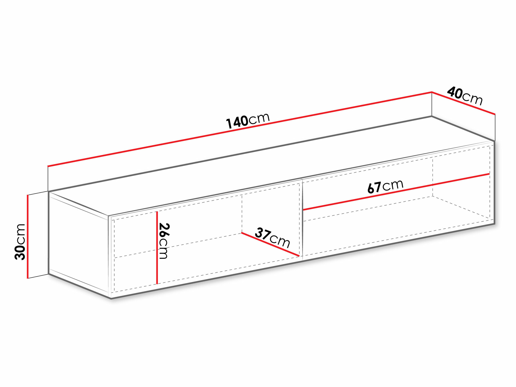 TV-meubel Venenou 125 (Zwart + Wotan eik)