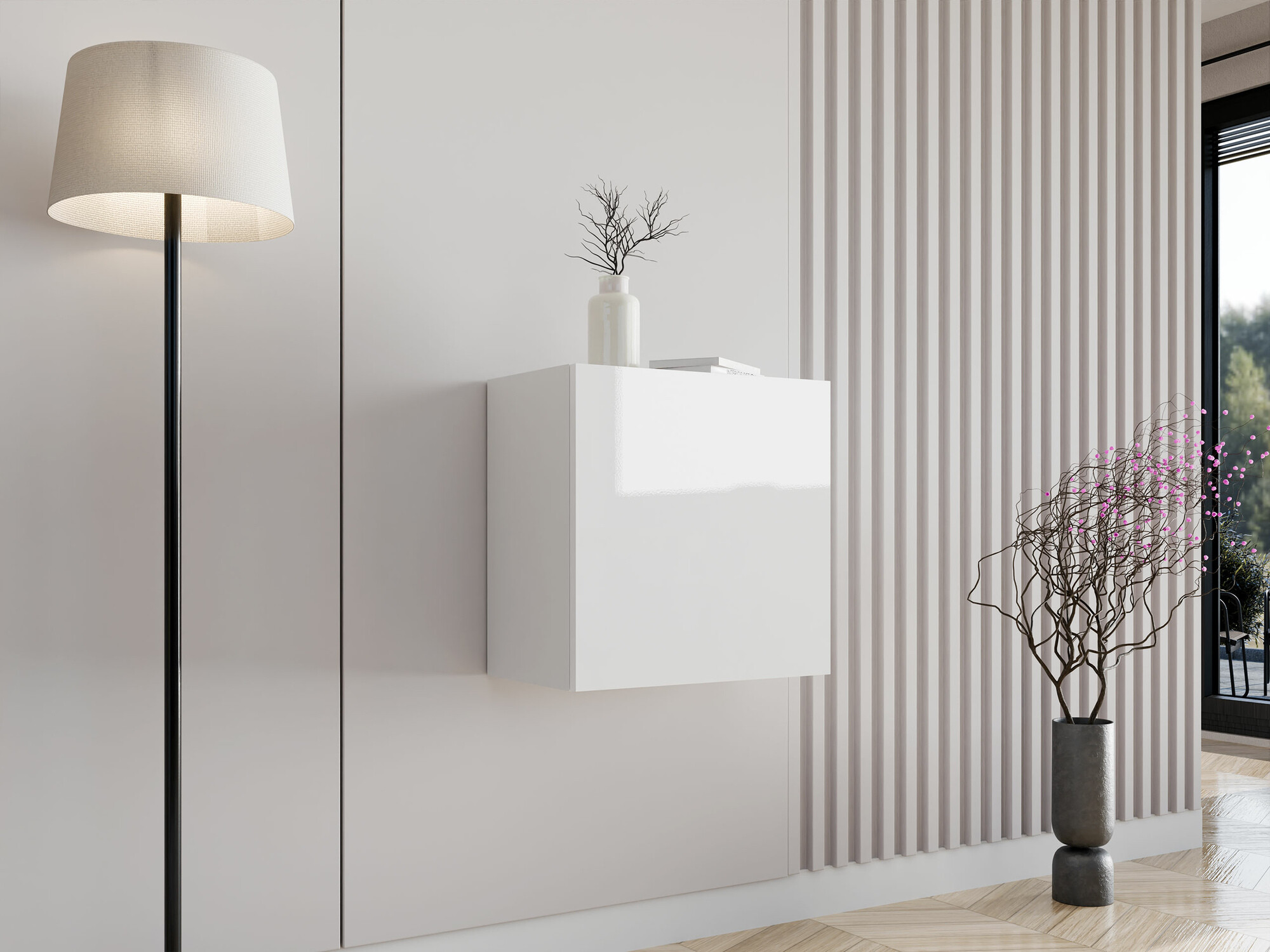 Wandkast Vilrin I (Wit + Glanzend wit)