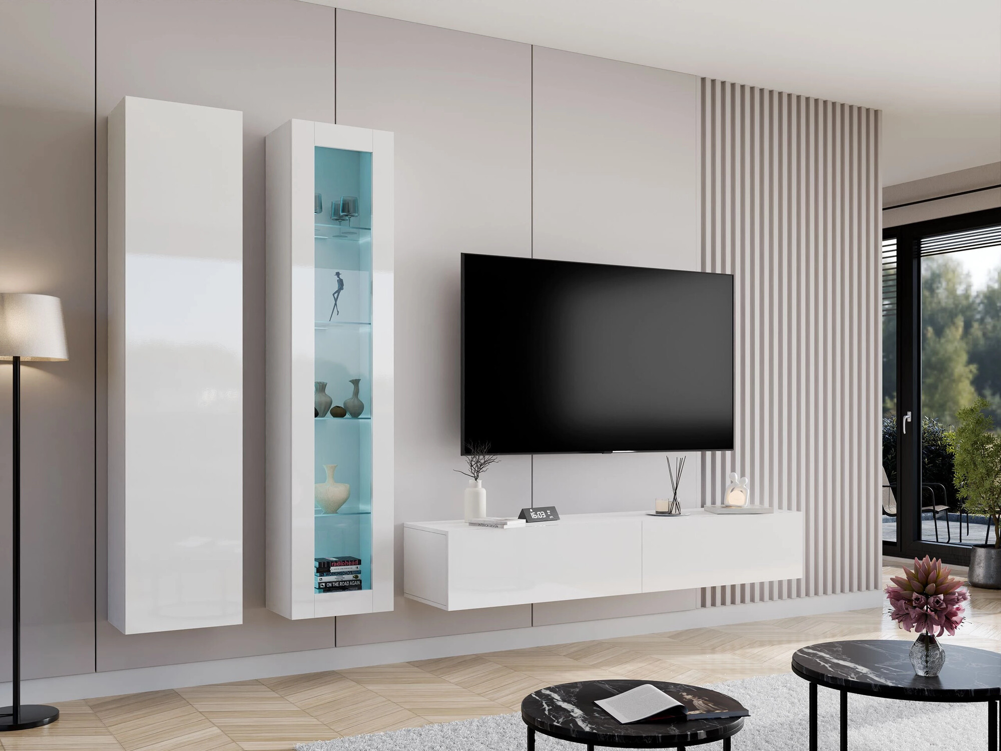 Wandplank Venenou 128 (Wit + Glanzend wit)